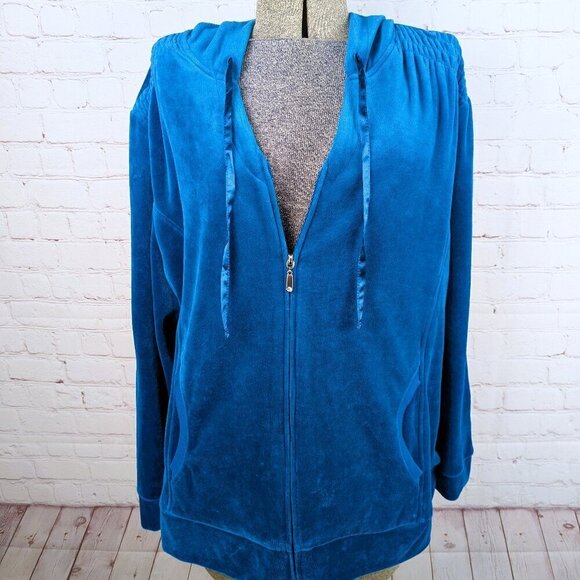 NEW Just My Size Blue Velvet Activewear Jacket 2X - Picture 1 of 7
